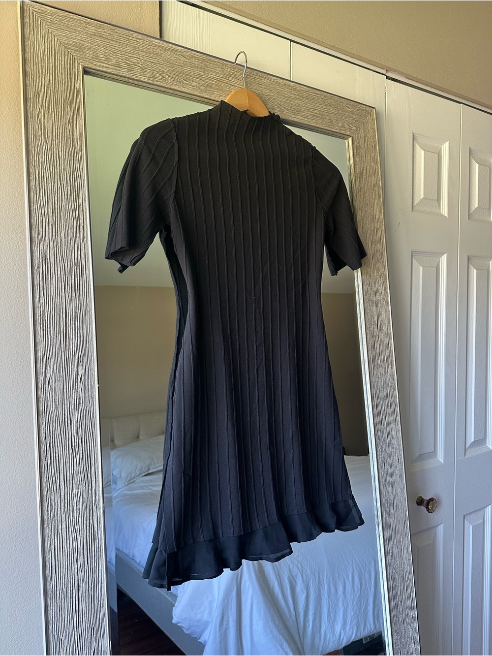 Stone Cold Fox Revolve Black Ribbed Knit Mini Dress Mock Neck Size Small